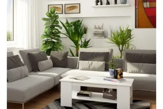 Mała biała ława z półką ACTONA 13
