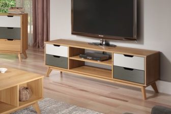 BERGEN - szafka stolik RTV z litego drewna w stylu skandynawskim 15