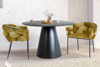 Designerski stół okrągły marmur z czarną podstawą ANGEL 120 cm 43