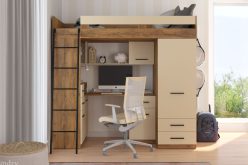 SMOBY - łóżko piętrowe z szafą, biurkiem i półkami 3