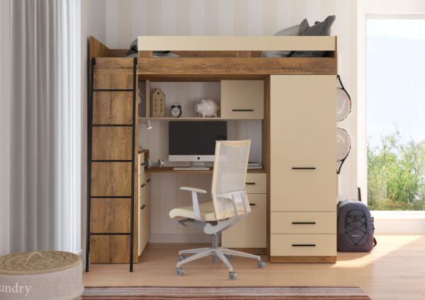 SMOBY - łóżko piętrowe z szafą, biurkiem i półkami 1