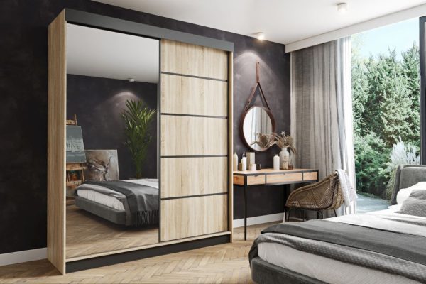 Pojemne szafy do sypialni z dużym lustrem 150 cm ARTI 150 - różne kolory 1