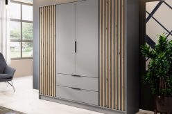 Nowoczesne szafy z lamelami 4 drzwiowe z szufladami NOLA 4D/206 - wybór modnych kolorów 3