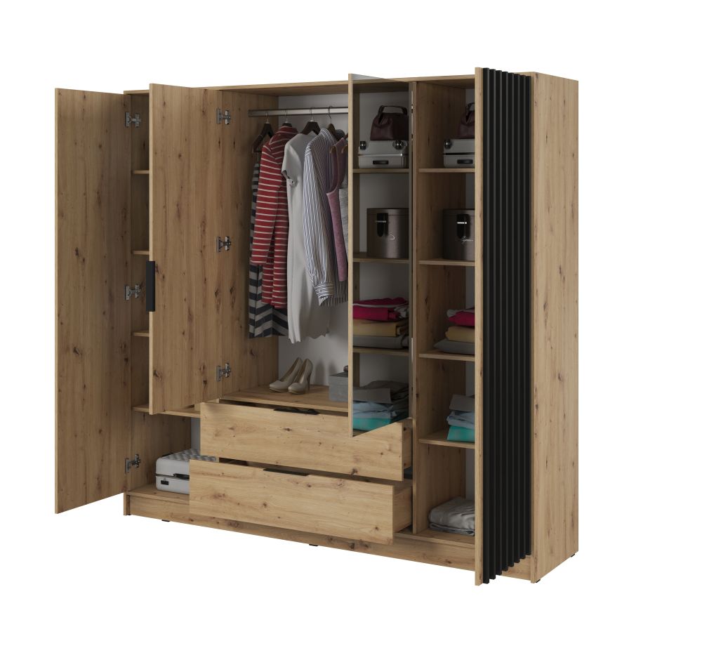 Nowoczesne szafy z lamelami 4 drzwiowe z szufladami NOLA 4D/206 - wybór modnych kolorów 6