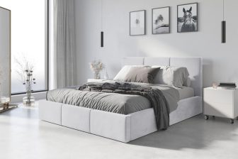 Łóżko tapicerowane z dużym pojemnikiem i z materacem- kilka kolorów - HAVANA 180 104