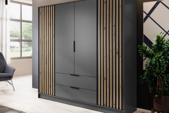 Nowoczesne szafy z lamelami 4 drzwiowe z szufladami NOLA 4D/206 - wybór modnych kolorów 103
