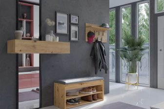 Szafka na buty z półkami z siedziskiem tapicerowanym MARSYLIA - wybór kolorów 12