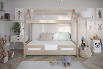 PINKY - łóżko łóżeczko ala domek dla dzieci 180x80 w naturalnym drewnianym kolorze 39
