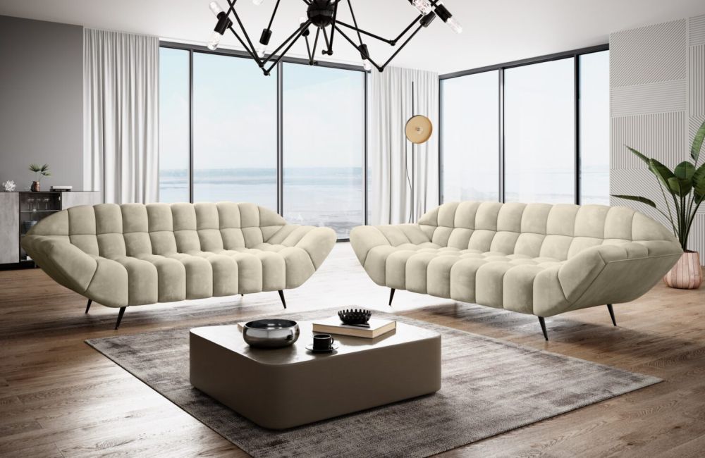 Mocno pikowana kanapa glamour sofa 3 osobowa GASTO 2