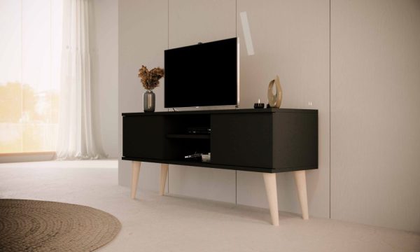 Szafka rtv czarna biała 160 cm w stylu skandynawskim TORRO w modnych nowoczesnych kolorach 1