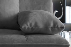 Ciemnoszara kanapa w salonie bez boków z funkcją spania SIMS 6