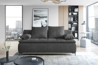 Ciemnoszara kanapa w salonie bez boków z funkcją spania SIMS 118