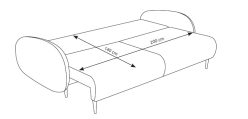 Kanapa sofa PRL z zaokrąglonymi bokami rozkładana SEMPRO 15