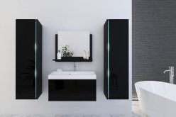 Komplet mebli łazienkowych z umywalką czarne lakierowane lub białe połysk OLI 2 2