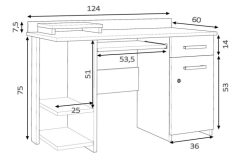 Sonoma biurko komputerowe z półką lub białe BETA 6
