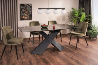 Stół ceramiczny z ozdobną czarną podstawą AVANS 201