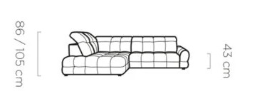 Mini kanapa narożna pikowana - elektryczny wysuw siedziska TERRO MINI 15