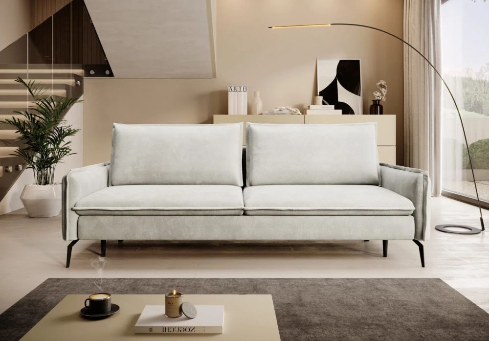 Mini sofa z funkcją spania i wąskimi bokami BECKY - minimalizm i prostota. 