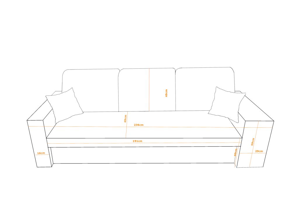 Sofa rozkładana z pufami lub bez BARCO 13