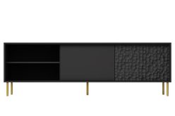 Czarna szafka telewizyjna z dekorem na złotych nogach BULLO 6