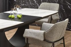 Elegancki stół rozkładany z marmurowym blatem i masywną nogą OSSO 6