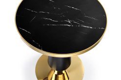 Mini stół okrągły ozdobny czarny marmur i złoto MOLI 9