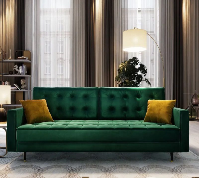 Pikowana Zielona Sofa