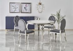 Srebrny stół z marmurowym blatem