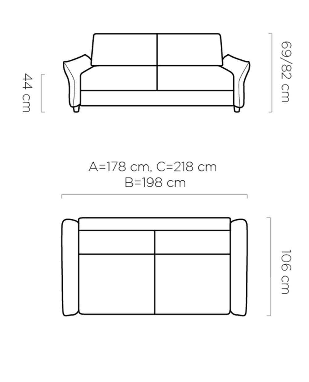 Sofa włoska z funkcją spania CAMA 120 - 140 - 160 6