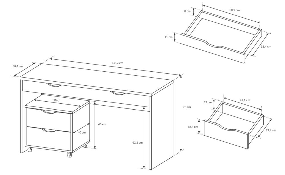Białe biurko z kontenerkiem MATEO 3