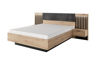 Łóżko drewno z szarym