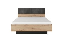 Łóżko drewno z szarym 160x200 RASMUS 3