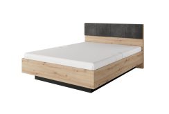 Łóżko drewno z szarym 160x200 RASMUS 4