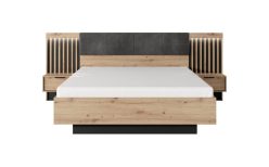 Łóżko drewno z szarym 160x200 RASMUS 1