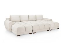 Masywna sofa narożna w kształcie litery U z pufą z funkcją spania PUZO 2