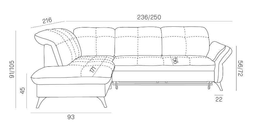 Narożnik z funkcją spania regulowane podłokietniki i zagłówki ASTURIA 2 8