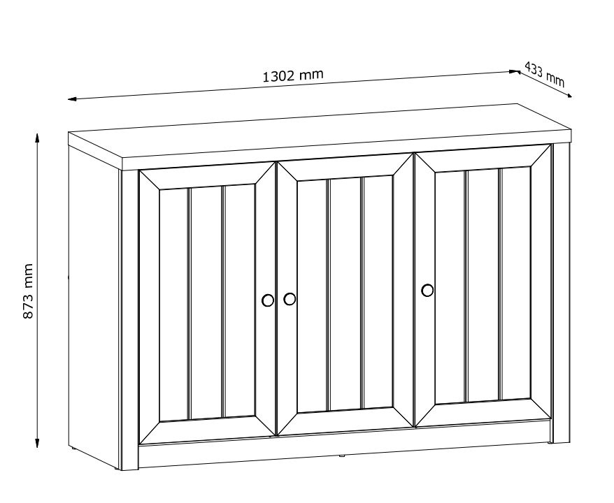 Komoda prowansalska 3 drzwi 130 cm NICEA 6