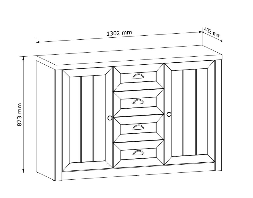 Komoda prowansalska 4 szuflady 2 drzwi 130 cm NICEA 6