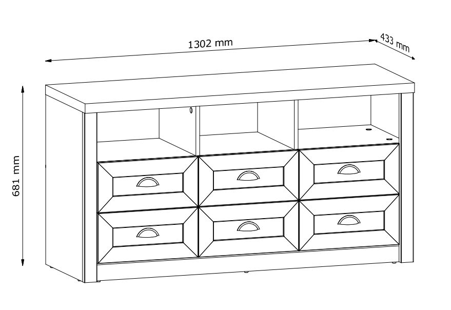 Komoda prowansalska szuflady i półki 130 cm NICEA 6