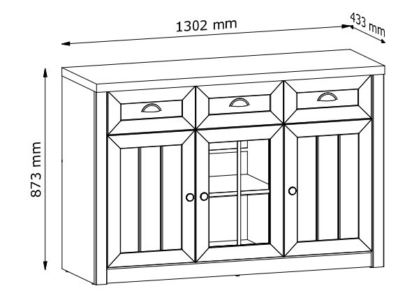 Komoda prowansalska z witryną 130 cm NICEA 6