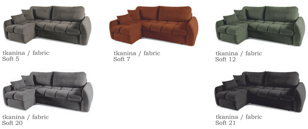 Obła kanapa narożna z dwoma schowkami z funkcją spania HESTIA 2