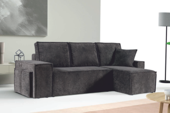 Rogówka z dwoma pufami chowanymi w boczku z funkcją spania codziennego