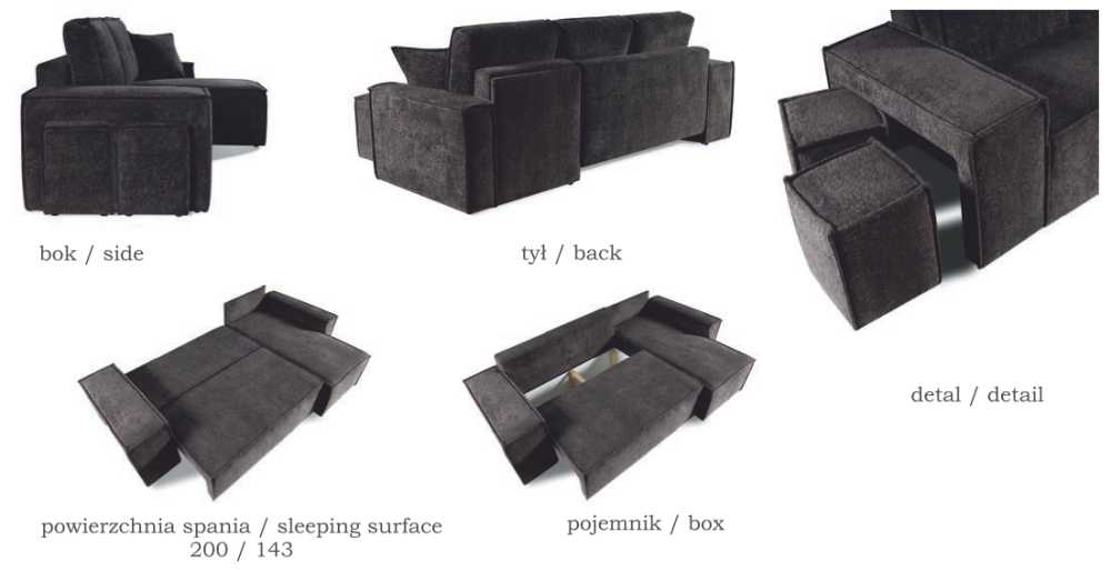 Rogówka z dwoma pufami z funkcją spania PIXEL 1