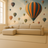 Beżowa sofa narożna z materacem do spania