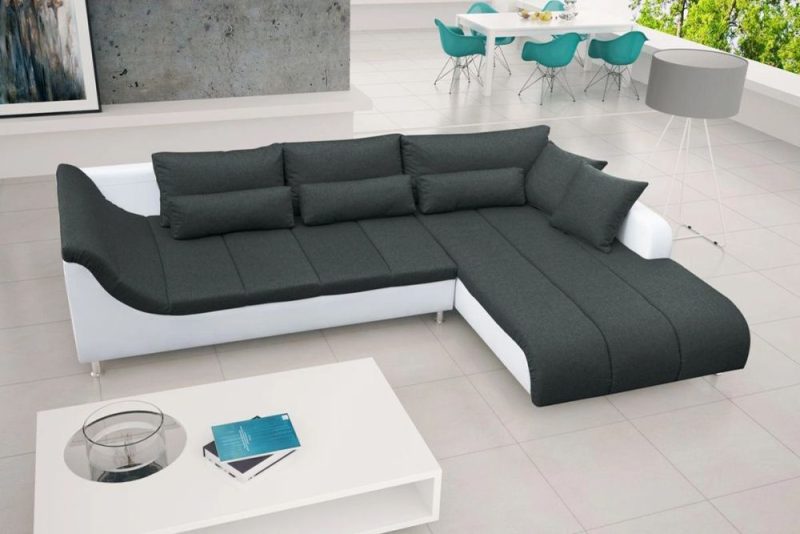 Sofa z szezlongiem z funkcją spania