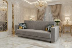 Wersalka glamour rozkładana BENITA 4 Szarya wersalka glamour z funkcją cpania codziennego