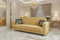 Wersalka glamour rozkładana BENITA 2 Złota wersalka glamour rozkładana do spania