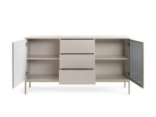 Kaszmirowa komoda z podświetlaną witryną 153cm ENRICO 2D3SZ 3
