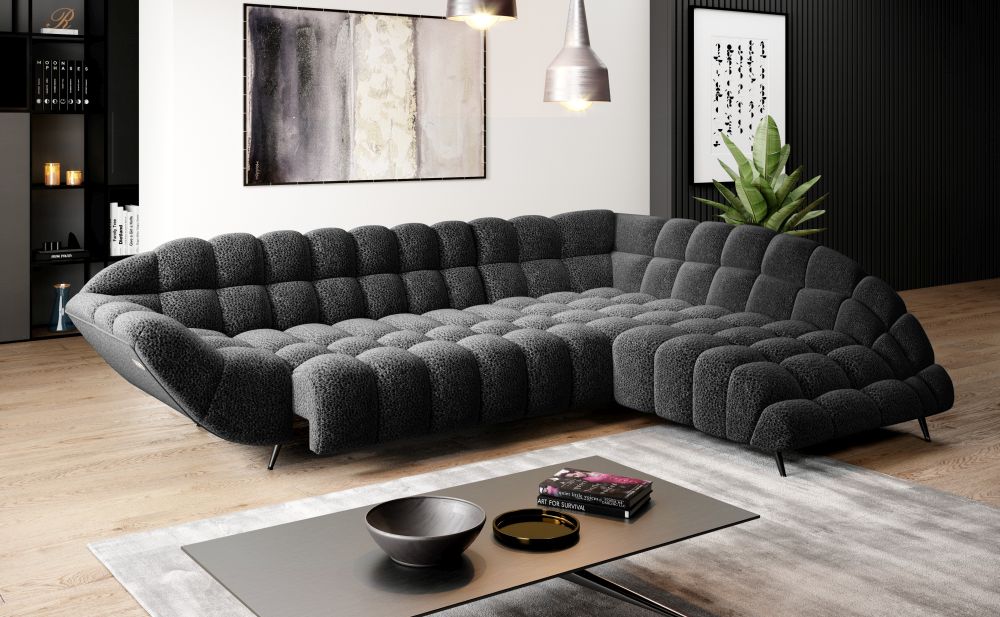 Sofa narożna z elektrycznie wysuwanym siedziskiem