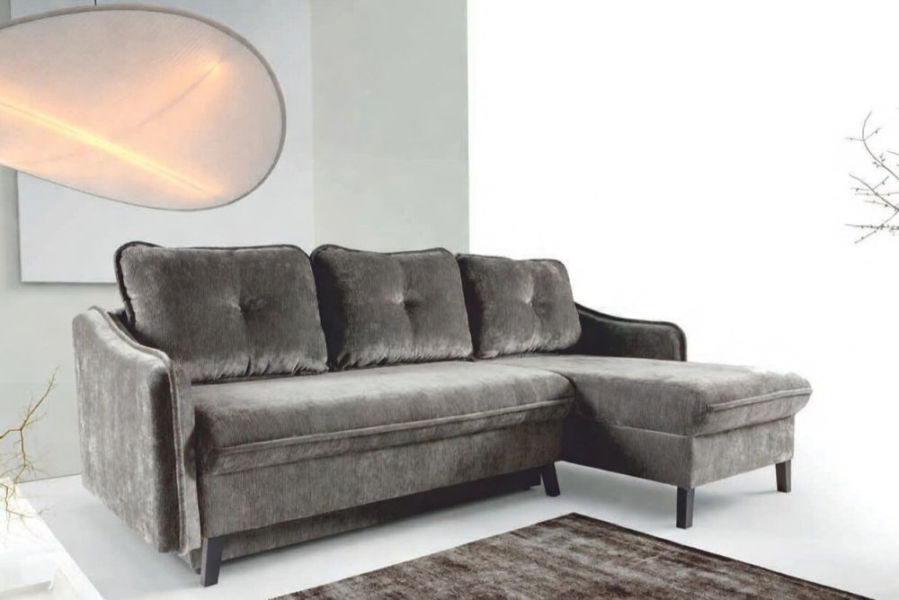 Narożnik z podwójnym schowkiem do wypoczynku i spania SAMBOR 2 Stylowy narożnik na nóżkach z podwójnym schowkiem z funkcją spania